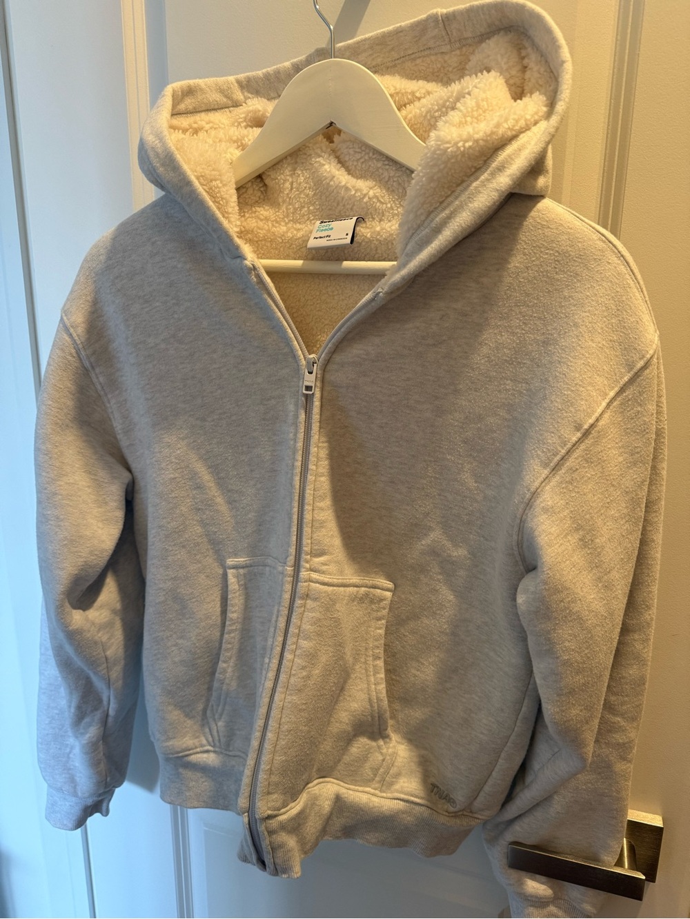 Aritzia TNA Sweatfleece Perfect Fit Sherpa-Lined Zip Hoodie (S)